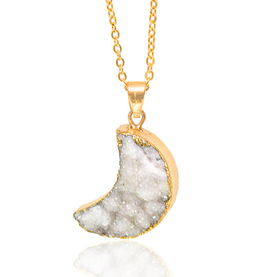 Olivenorma Natural Crystal Crescent Moon Necklace