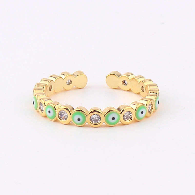 Olivenorma Colorful Evil Eye White Zircon Adjustable Ring