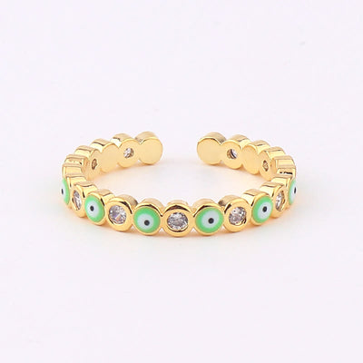 Olivenorma Colorful Evil Eye White Zircon Adjustable Ring