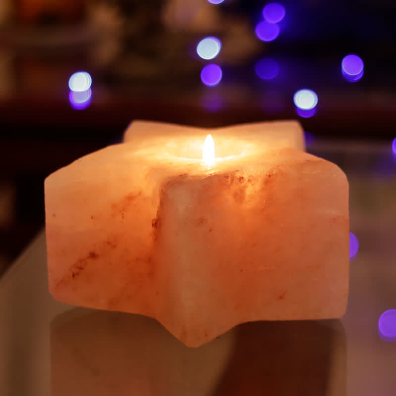 Olivenorma Star Shape Candle Holder Himalayan Pink Salt Lamp