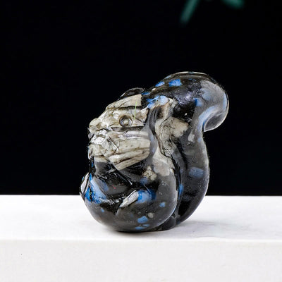 Olivenorma Natural Crystal Squirrel Carving Ornament Gemstone Decoration - Blue Amphibole - image 24