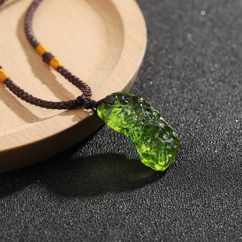 Olivenorma Purification Green Moldavite Necklace