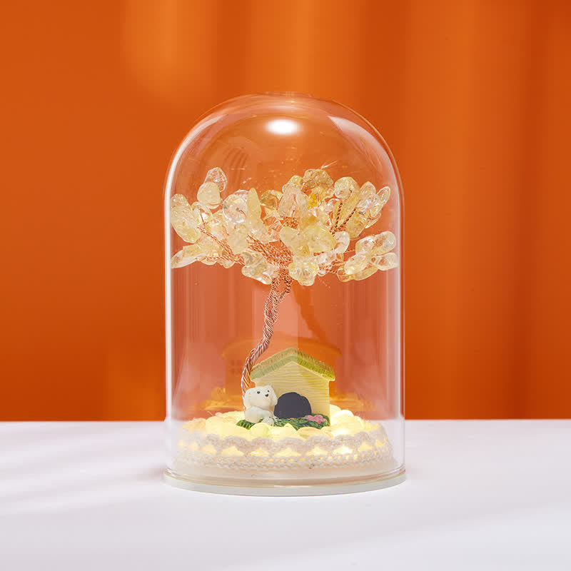 Olivenorma Natural Crystal Glass Cover Feng Shui Tree Decoration