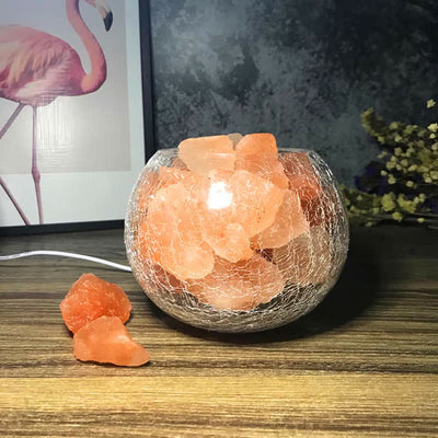 Olivenorma Creative Ice Cracked Glass Tank Himalayan Pink Salt Lamp