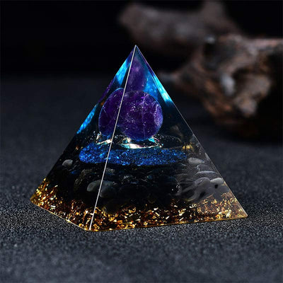 Olivenorma Amethyst Sphere With Blue Quartz Reki Orgone Pyramid