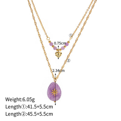 Olivenorma Purple Jade Heart Shape Double Layer Necklace