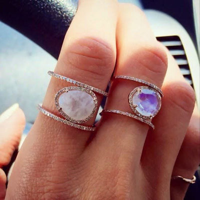 Olivenorma Irregular Moonstone Ring