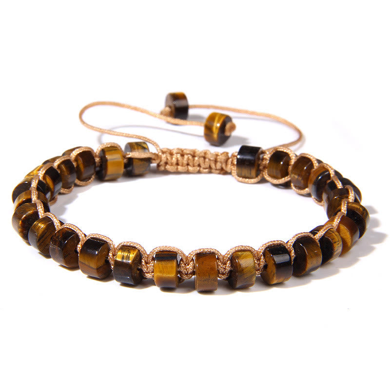 Olivenorma Natural Stone Wheel Bead Woven Bracelet