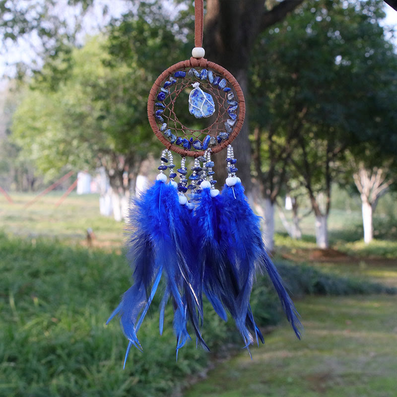 Olivenorma Natural Crystal Agate Pendant Charm Round Dream Catcher