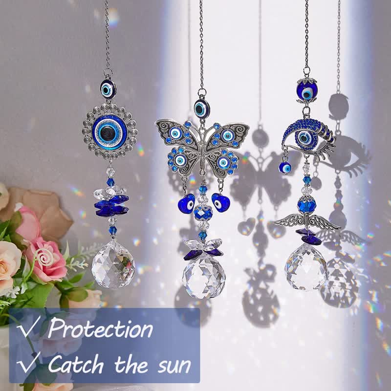 Blue Evil Eye Suncatcher Wind Chime