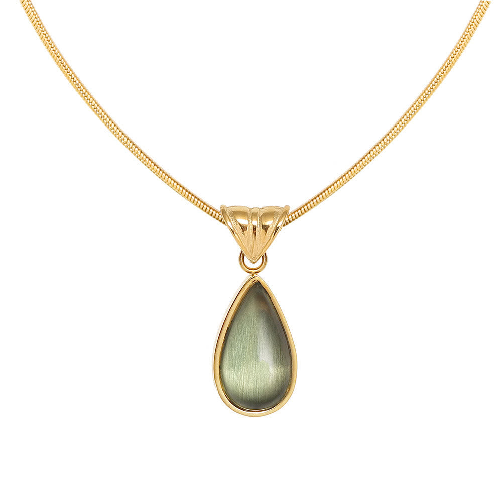 Olivenorma Drop Shape Green Aventurine Aquamarine Pendant Necklace