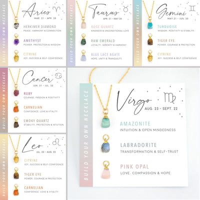 Olivenorma Zodiac Raw Crystal Set Pendants Necklace