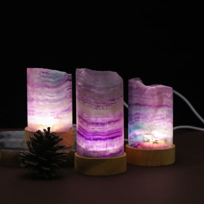 Olivenorma Natural Fluorite Cylinder Crystal Lamp