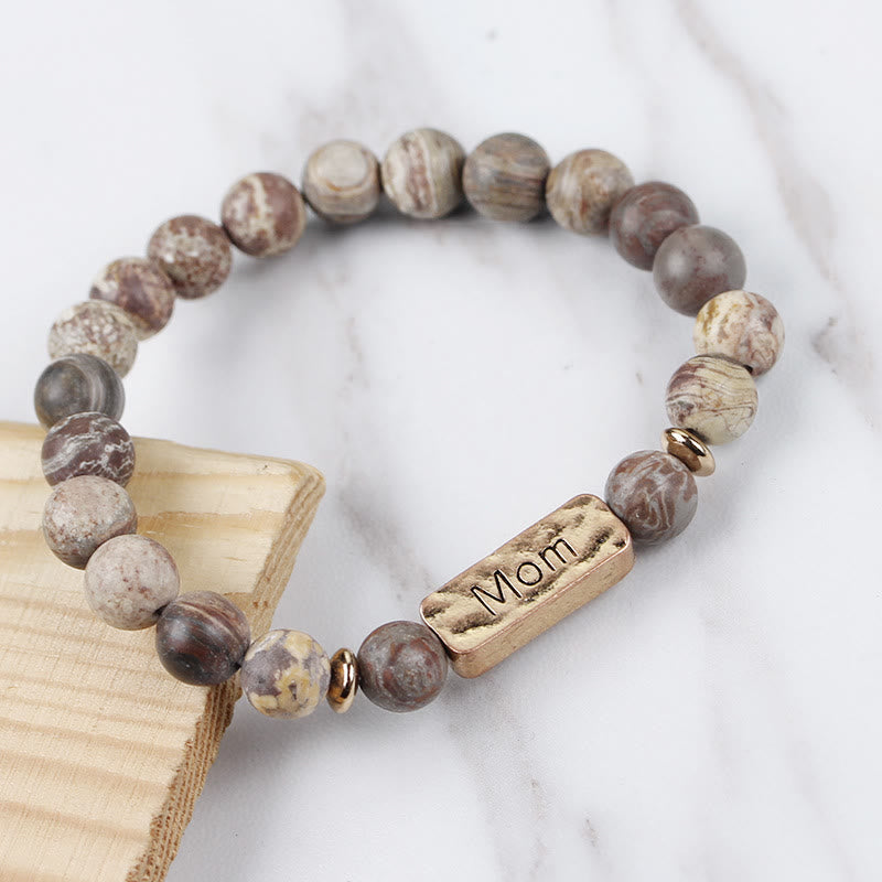 Olivenorma Natural Gemstone Mom Patience Engraving Bracelet