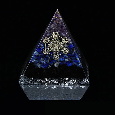 Olivenorma Amethyst Lapis Lazuli Black Tourmaline Metatron's Cube Symbol Orgone Pyramid