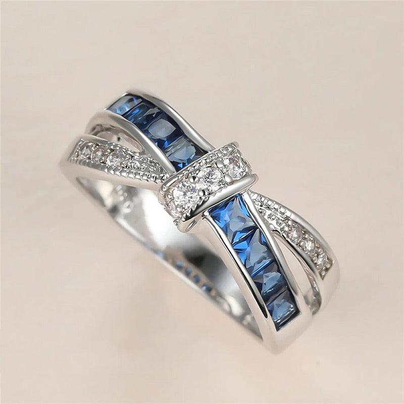 Olivenorma September Birthstone Sapphire Bow-Tie Ring