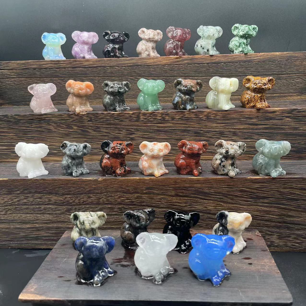 Olivenorma 1.2 Inches Carved Cute Koala Figurine Gemstone Decoration