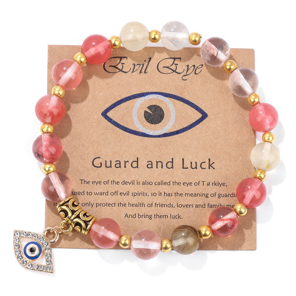 Olivenorma Natural Stone Bead Evil Eye Pendant Bracelet