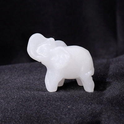 Olivenorma Natural Crystal Elephant Carving Ornament Gemstone Decoration - White Jade - image 3