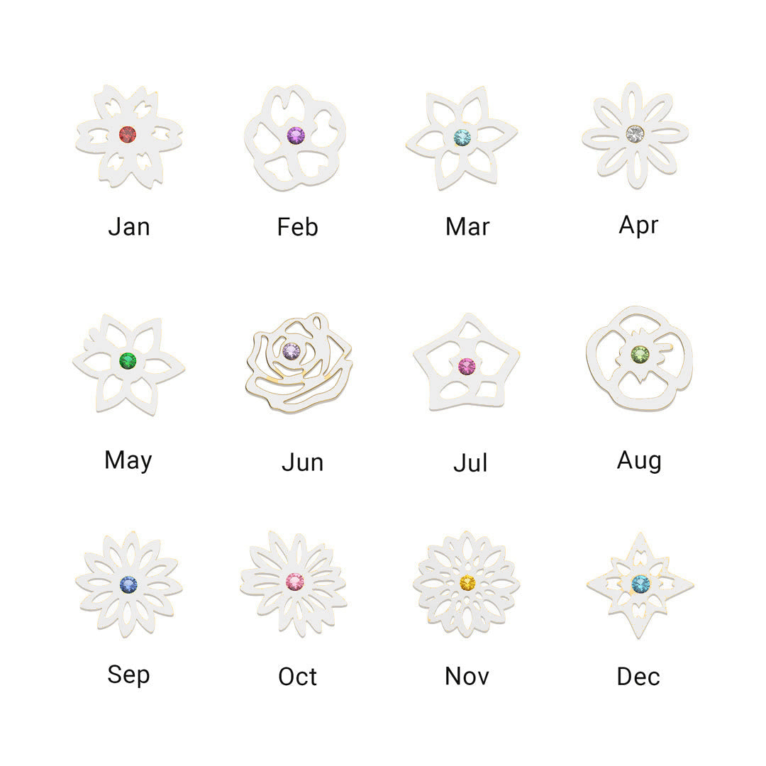 Olivenorma 1-8 Birth Flowers With Birthstone Bracelet