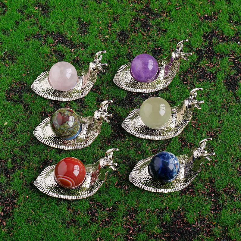 Olivenorma Natural Crystal Ball Holder Small Snail Gemstone Decoration - image 29