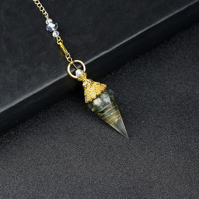 Olivenorma Natural Crystal Resin Hexagonal Pyramid Pendulum