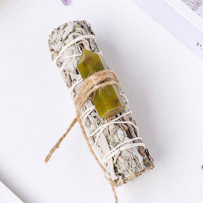 Olivenorma White Sage Hexagonal Prism Crystal Aromatherapy Gemstone Decoration