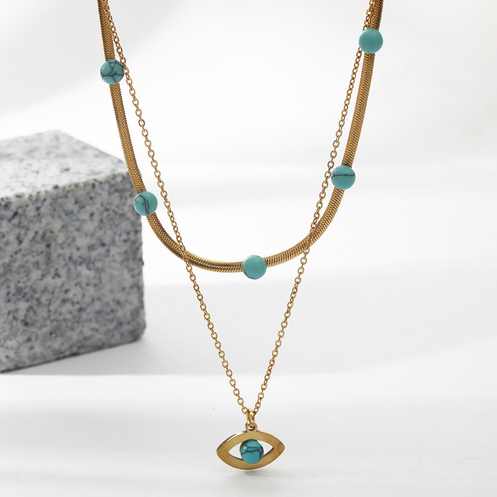 Olivenorma Turquoise Evil Eye Stainless Steel 18K Necklace