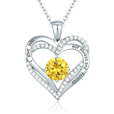 Olivenorma "I love you for always and forever" - Birtshtone Heart Necklace - Silver - November - image 26