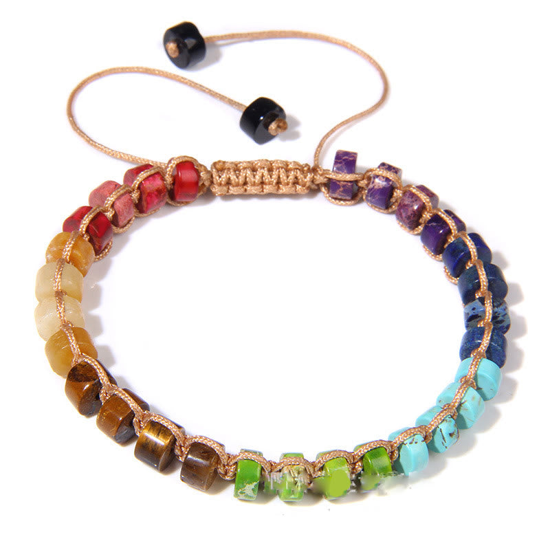 Olivenorma Natural Stone Wheel Bead Woven Bracelet