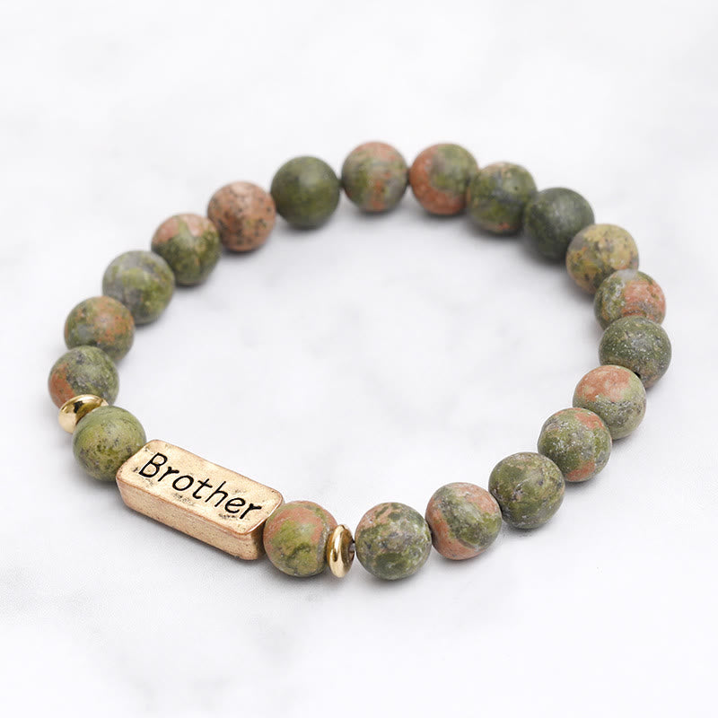 Olivenorma Natural Gemstone Brother Engraving Bracelet