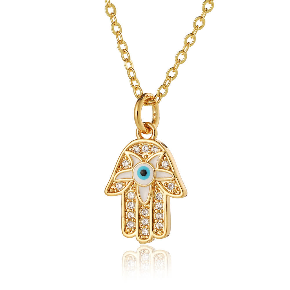 Olivenorma Epoxy Evil Eye Hamsa Heart Shape Necklace