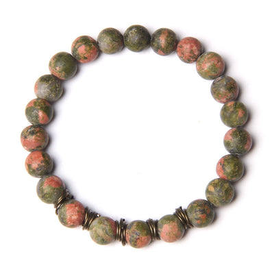 Olivenorma Polished Natural Stone 8mm Bead Stretch Yoga Bracelet