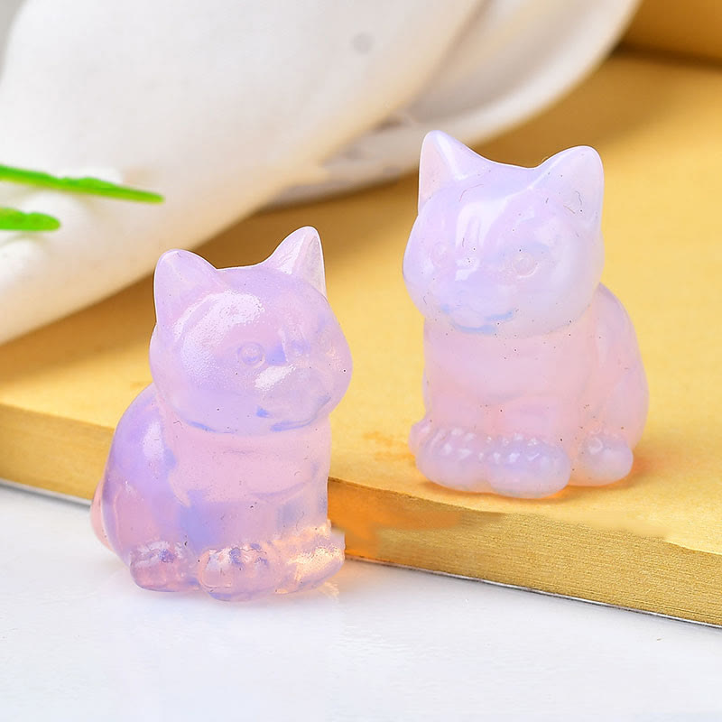 Olivenorma Crystal Kitten Stone Carving Crafts Gemstone Decoration