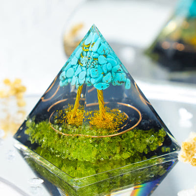 Olivenorma Turquoise Tree Of Life Orgone Pyramid