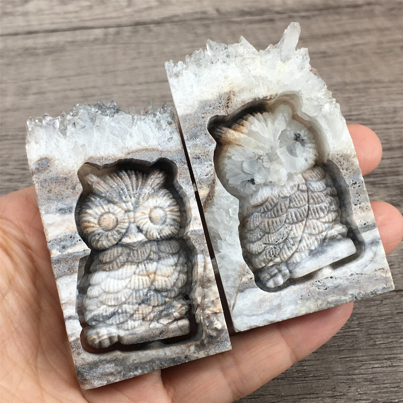 Olivenorma Natural Crystal Carved Crystal Owl Handicraft Ornament