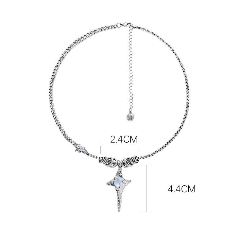 Olivenorma Moonstone Pleated Star Pendant Alloy Necklace