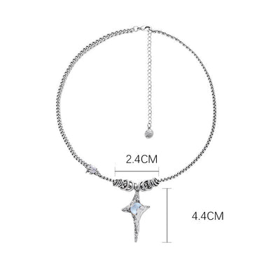 Olivenorma Moonstone Pleated Star Pendant Alloy Necklace