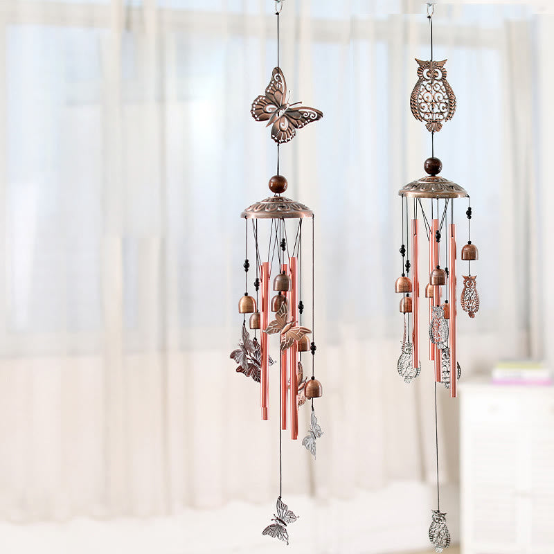 Olivenorma Metal Butterfly Owl Animal Iron Art Hanging Wind Chime