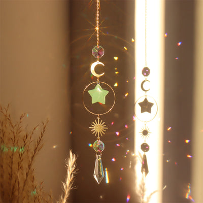 Olivenorma Crystal Suncatcher Star Moon Pendant Wind Chime