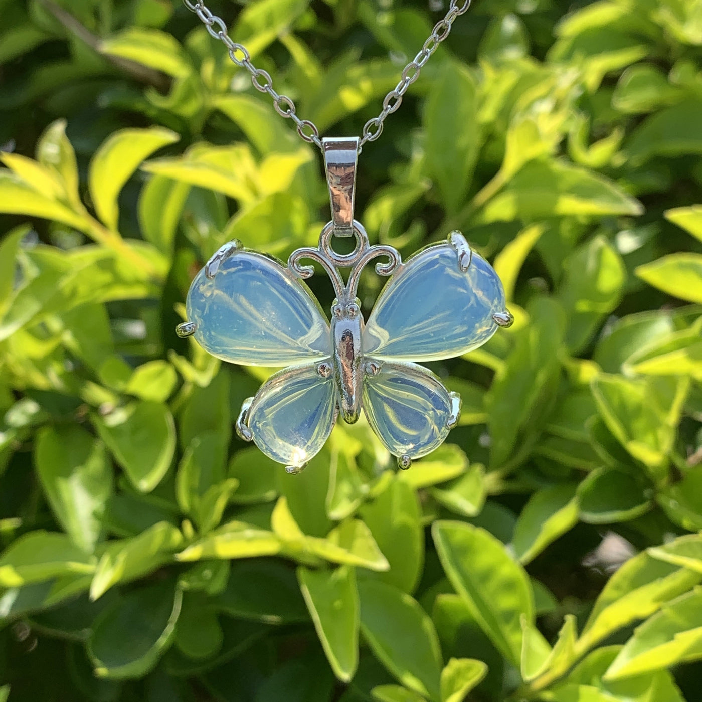 Olivenorma Natural Crystal Gemstone Butterfly Necklace