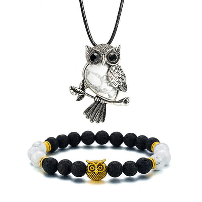 Olivenorma Natural Stone Owl Necklace