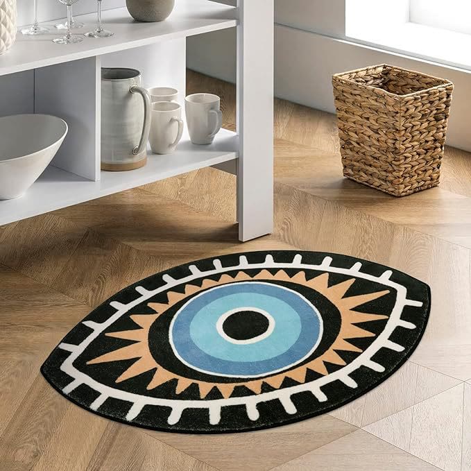 Olivenorma Black Evil Eye Bathroom Non-slip Rug Washable Carpet