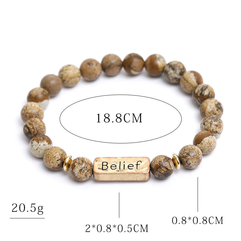 Olivenorma Natural Gemstone Belief Engraving Bracelet