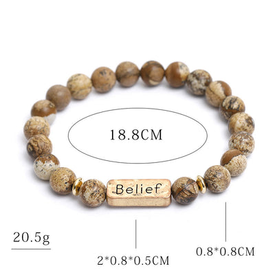 Olivenorma Natural Gemstone Belief Engraving Bracelet