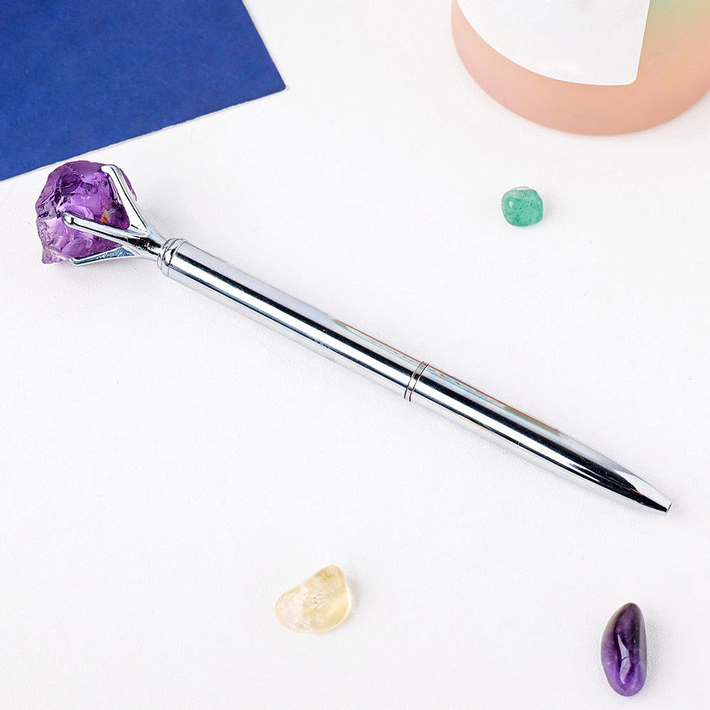 Olivenorma Raw Stone Manifestation Pen Gemstone Decoration - Amethyst - image 1