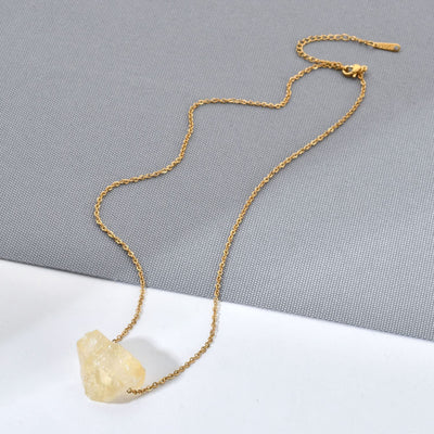 Olivenorma Natural Rough Gemstone Healing Crystal Chain Necklace