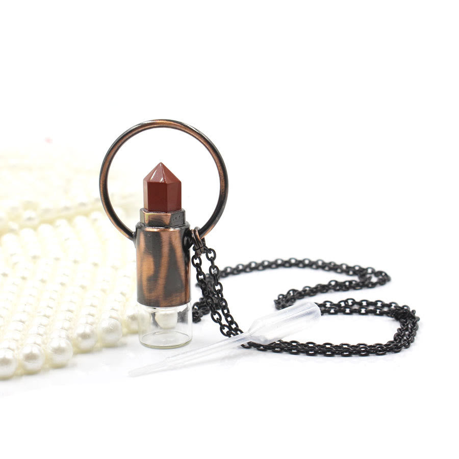 Olivenorma Natural Crystal Prismatic Bullet Perfume Bottle Pendant