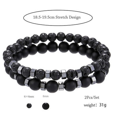 Olivenorma Lava Stone Mens Stretch Set Bracelet