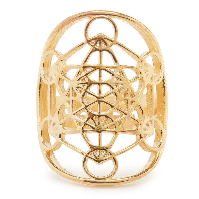 Olivenorma Metatron's Cube Symbol Stainless Steel Adjustable Ring